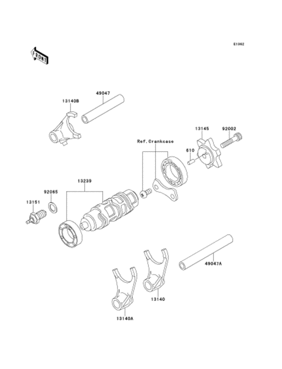 Gear change drum & forks