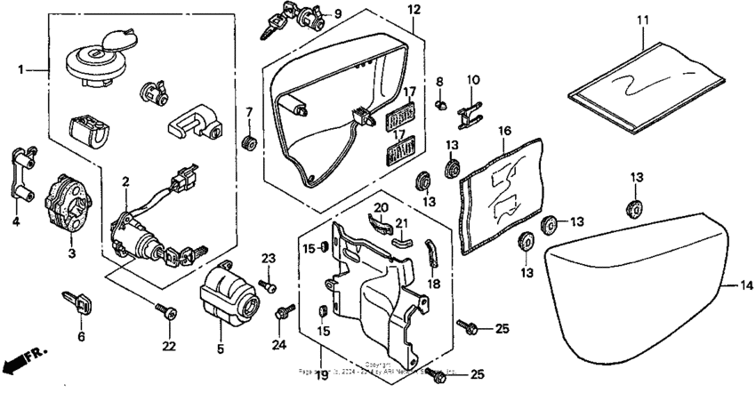 VT1100T Side cover + key set