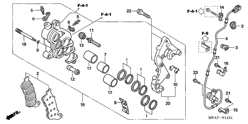 R. front brake caliper
