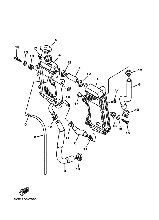 YZ125 YZ125S Радиатор и шланг