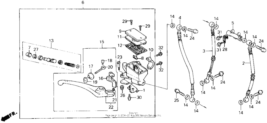 Front brake master cylinder 87