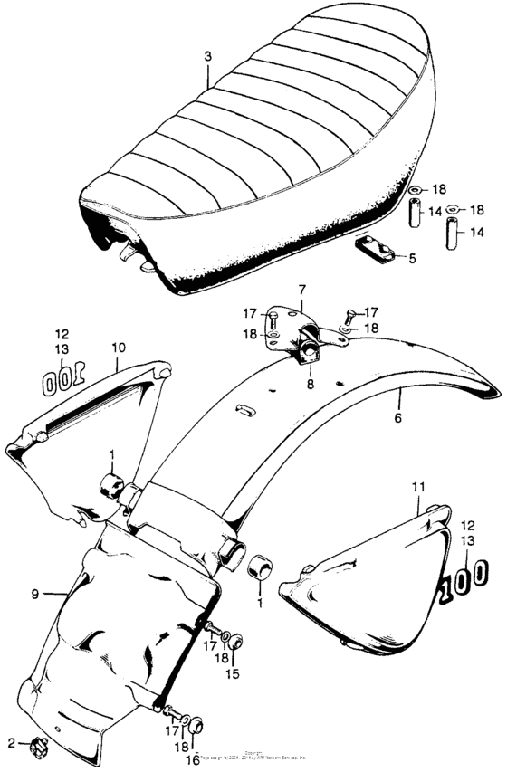 Seat + rear fender + side cover