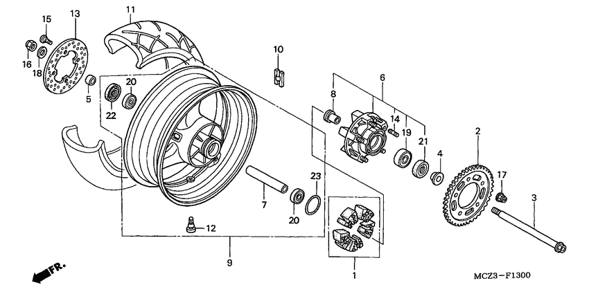 Rear wheel complete assy
