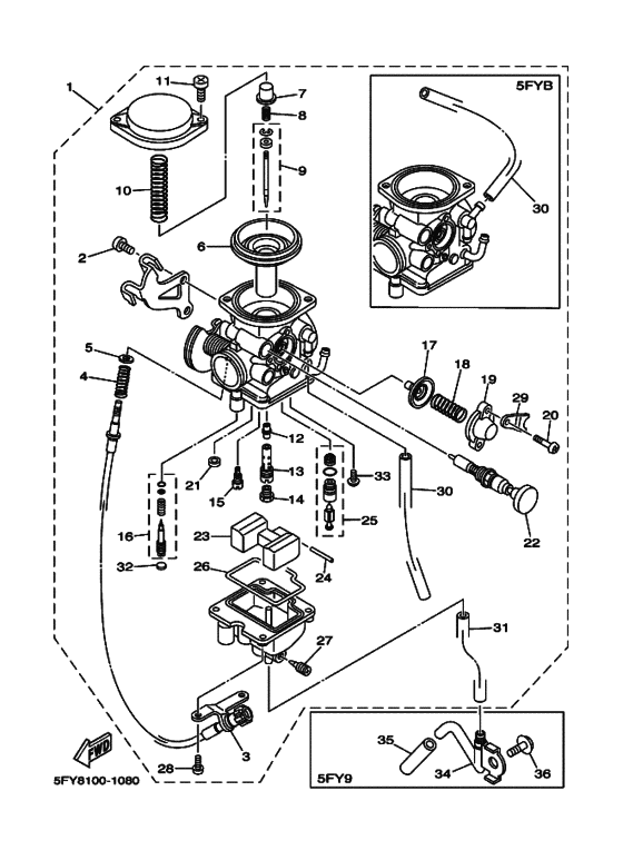 TW200E Carburetor assy