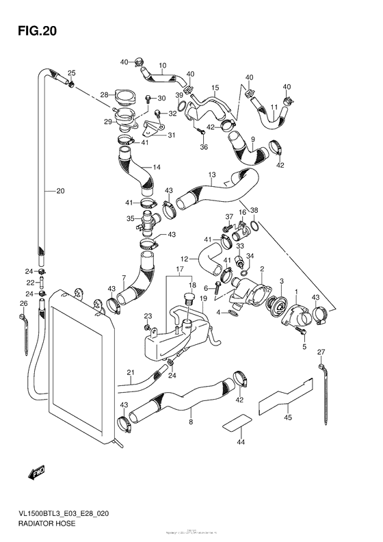 VL1500BT Radiator Hose (Vl1500Btl3 E03)