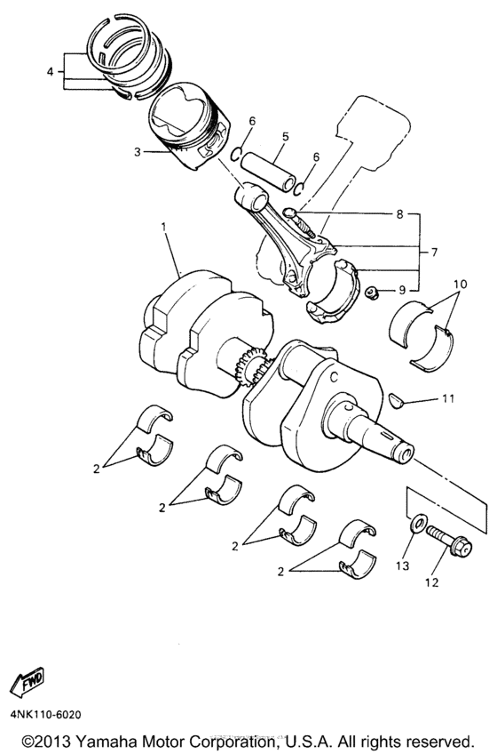 XVZ13AHC Коленчатый вал и Поршень