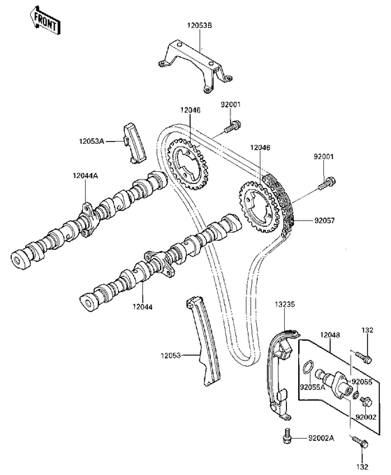 Camshafts/chain/tensioner