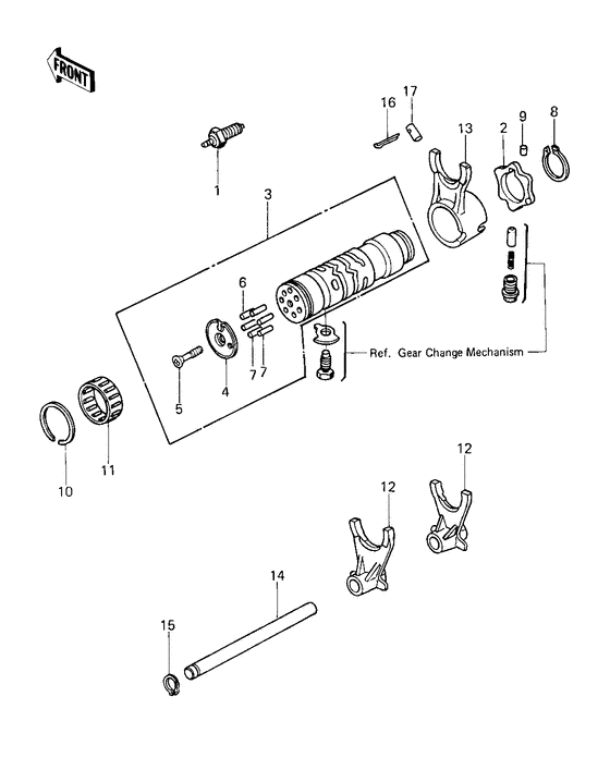 Gear change drum & forks