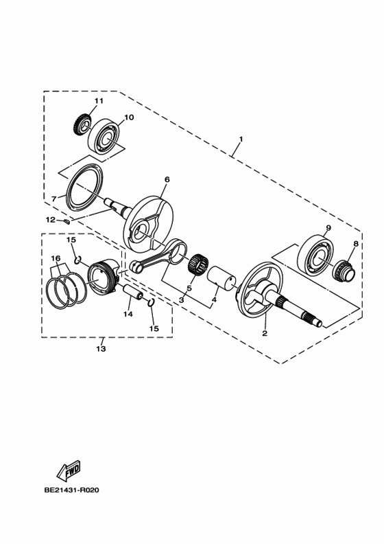 MWS150-A Crankshaft & piston