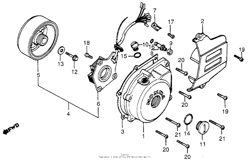 Left crankcase cover + alternator