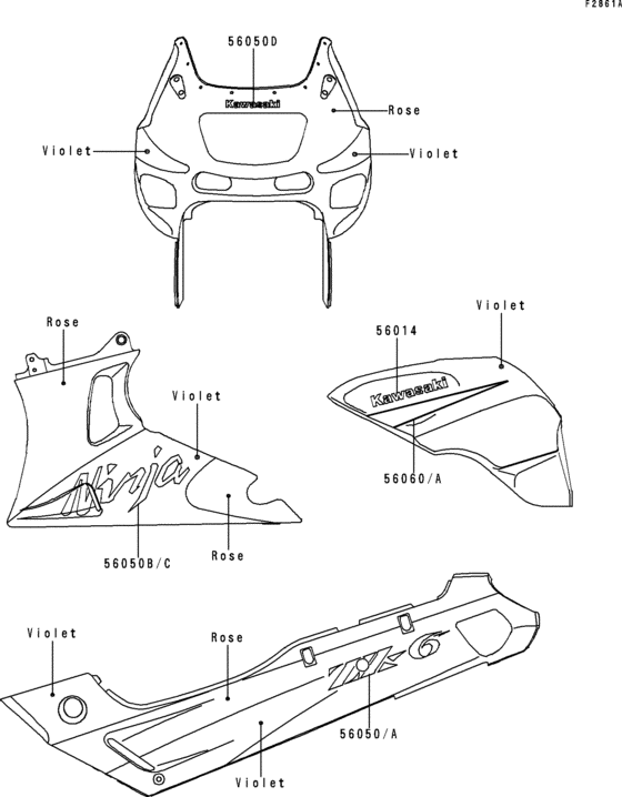ZX600 Decals(violet / rose)(zx600-e1)