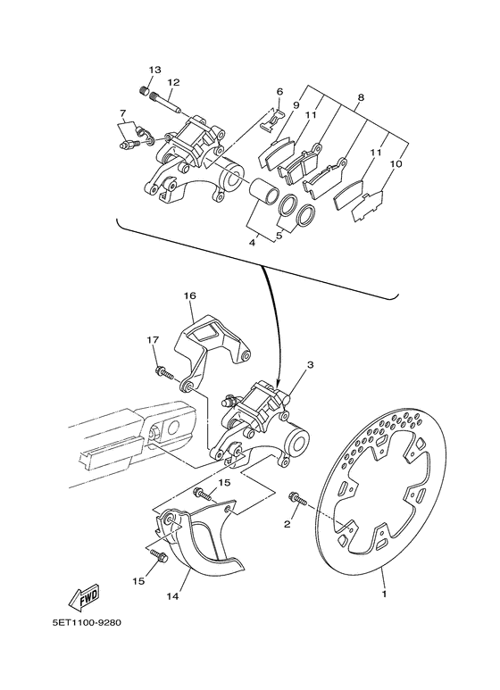 YZ125 Задний суппорт