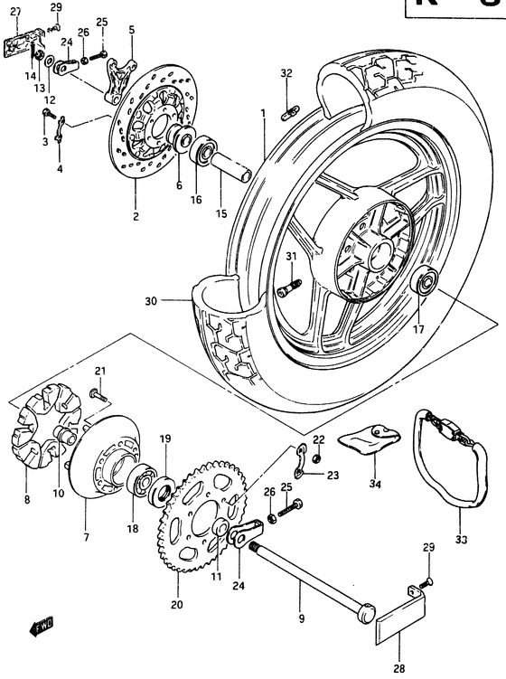 Rear wheel complete assy