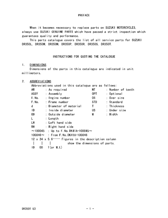 DR350 Catalog preface