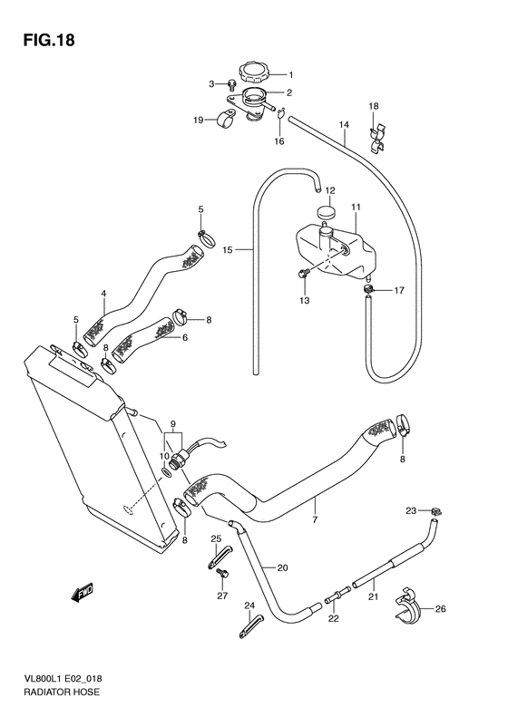 VL800 Радиатор hose