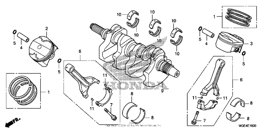 VFR1200F Коленчатый вал и поршни