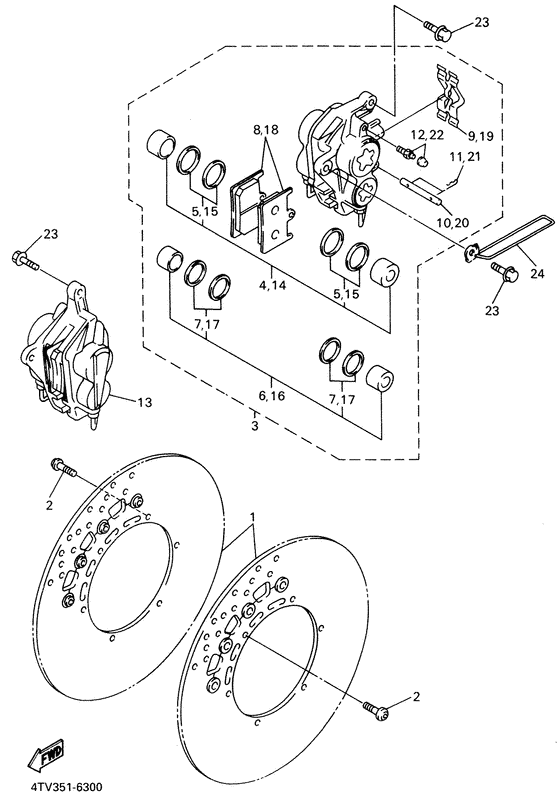 YZF600R Передний суппорт