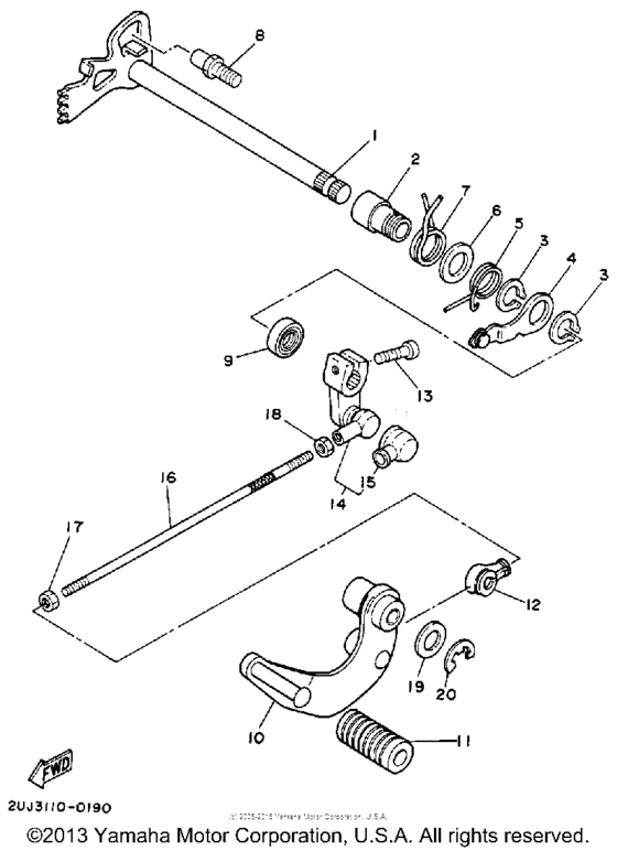 XV250 Вал переключения
