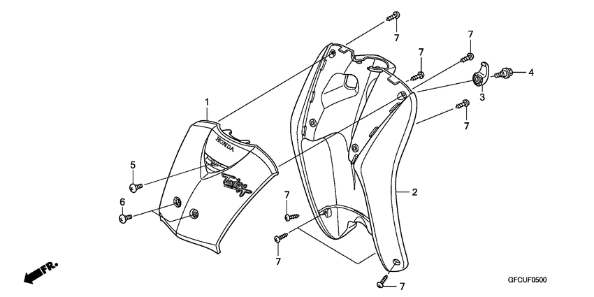 Front cover/leg shield