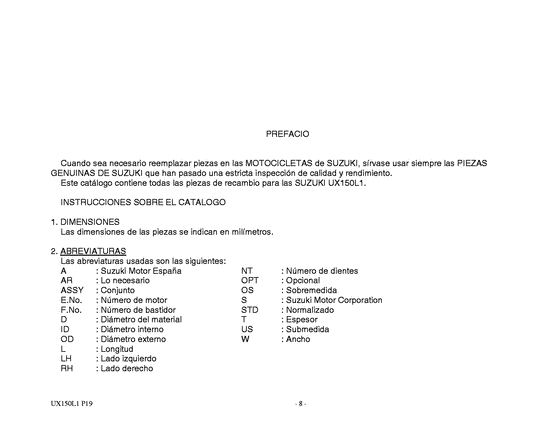 UX150 Catalog preface