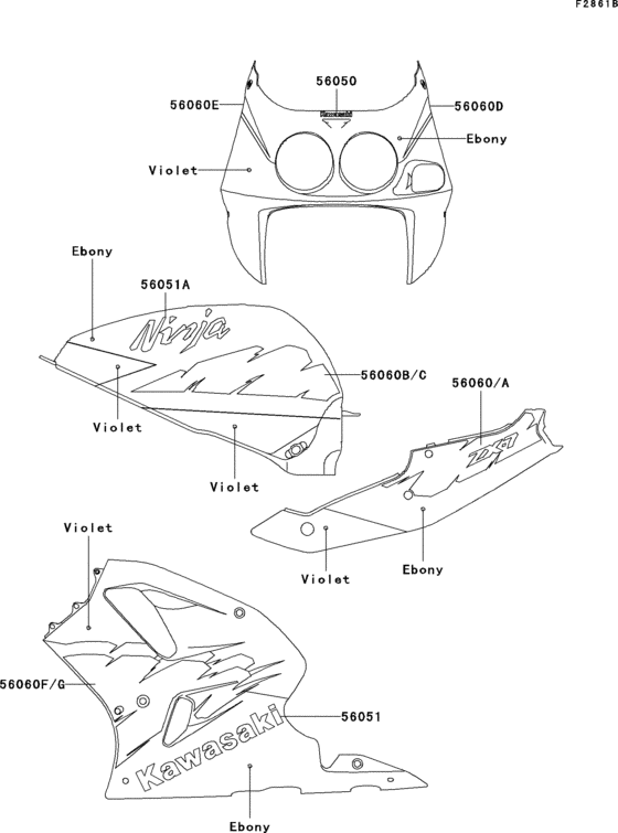 ZX750 Decals(ebony / violet)(zx750-l2)