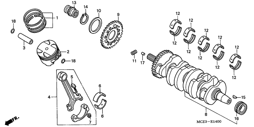 Crankshaft/piston