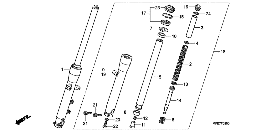VT750C2F Вилка передней оси