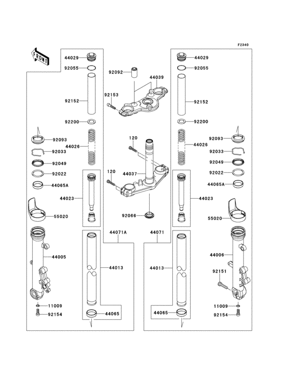 EX650 Передняя вилка