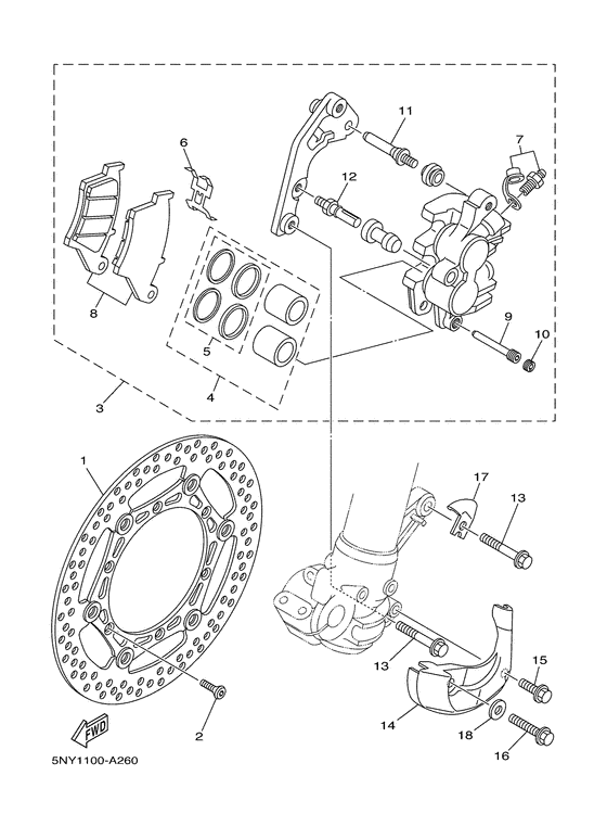 YZ125 Передний суппорт