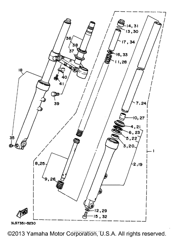 XV250 Передняя вилка