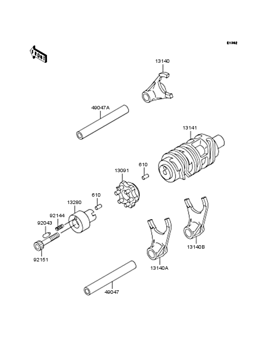 Gear change drum & forks