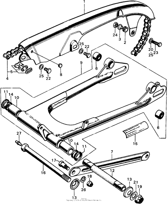 Swingarm + drive chain + case
