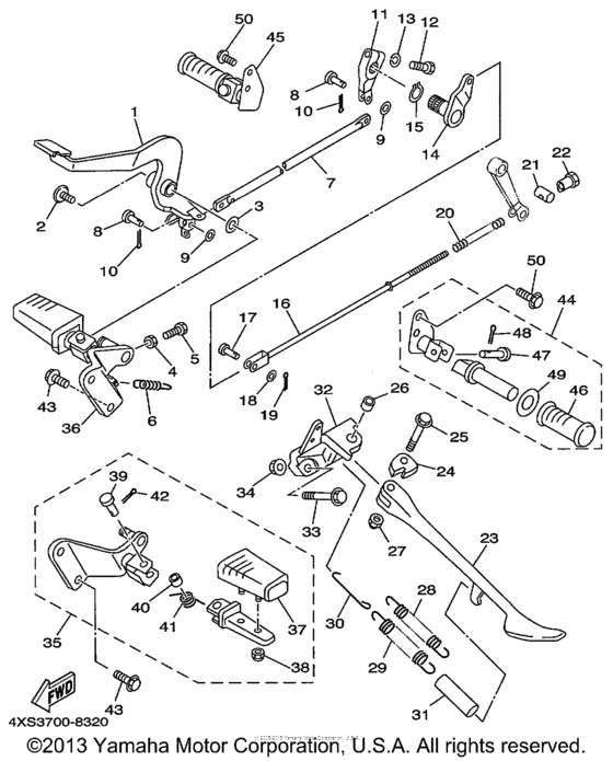 XVS650 Подножки
