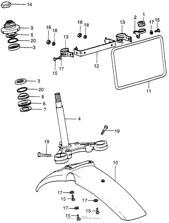 Steering stem + front fender