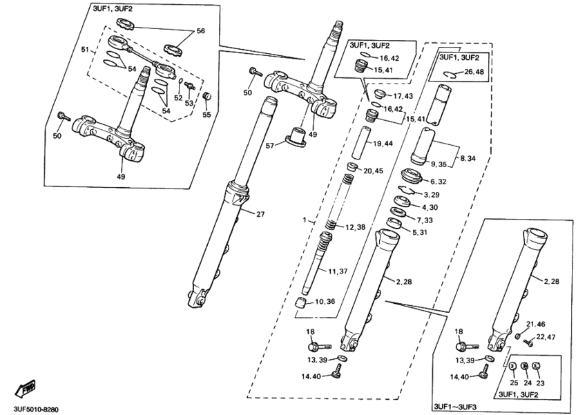 Front fork assy(ur silv