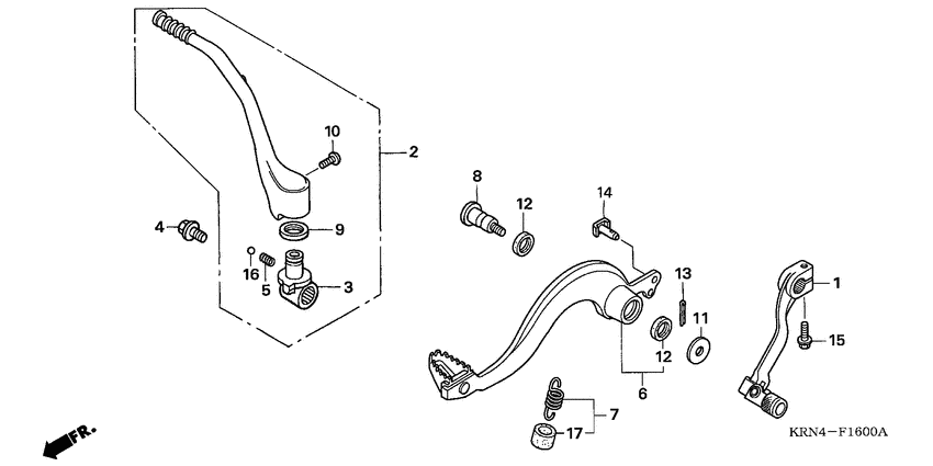 Pedal/kick starter arm