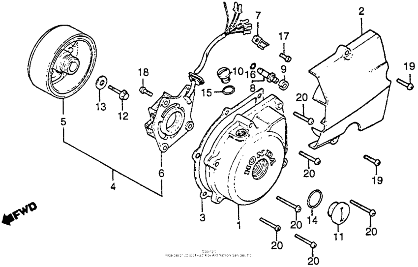 Left crankcase cover + alternator