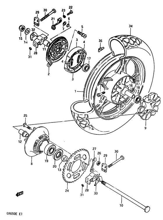 Rear wheel complete assy