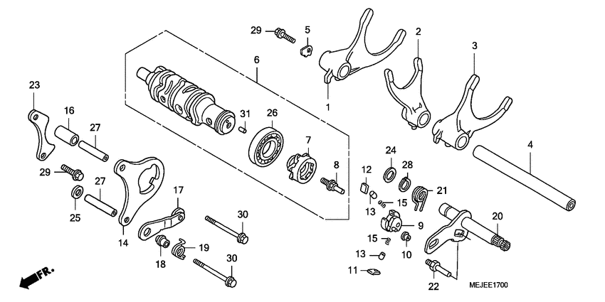 Gearshift drum/gearshift fork