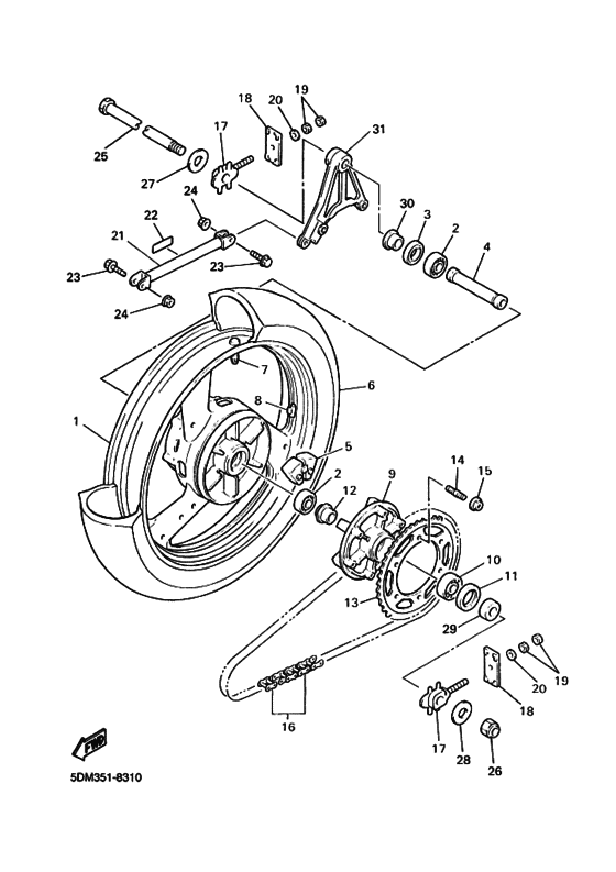 Rear wheel complete assy