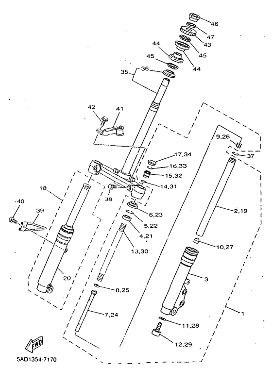 YN50R Передняя вилка