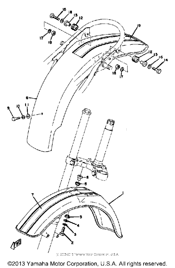 YZ80B Front fender - rear fender