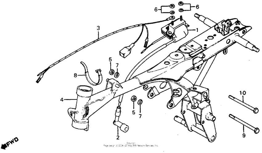 Frame + ignition coil + wire harness