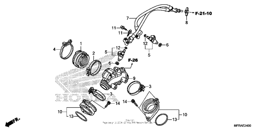 VT1300CS (ABS) Intake manifold + injector