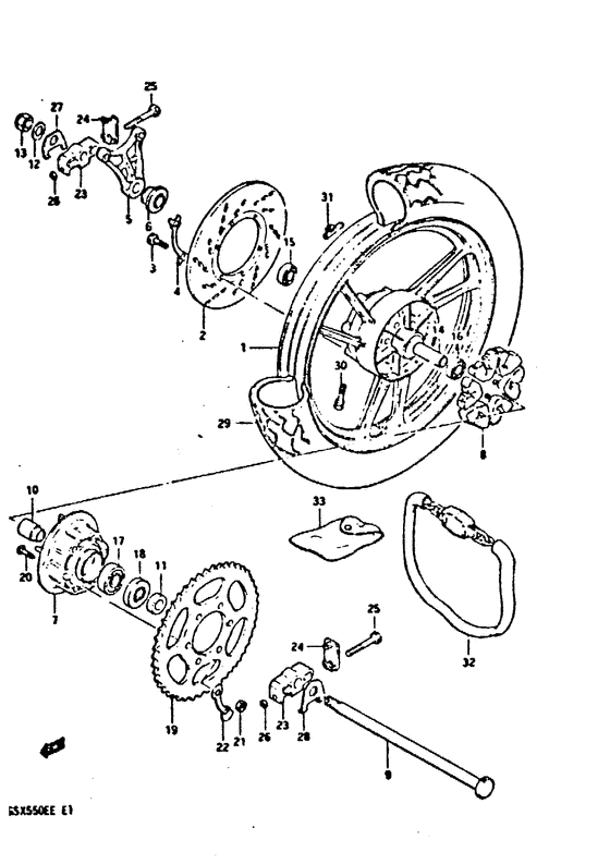 Rear wheel complete assy
