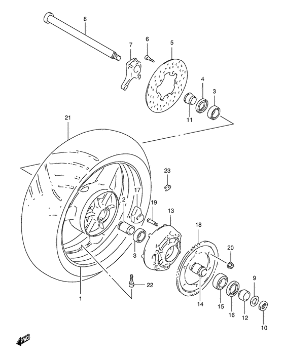 Rear wheel complete assy