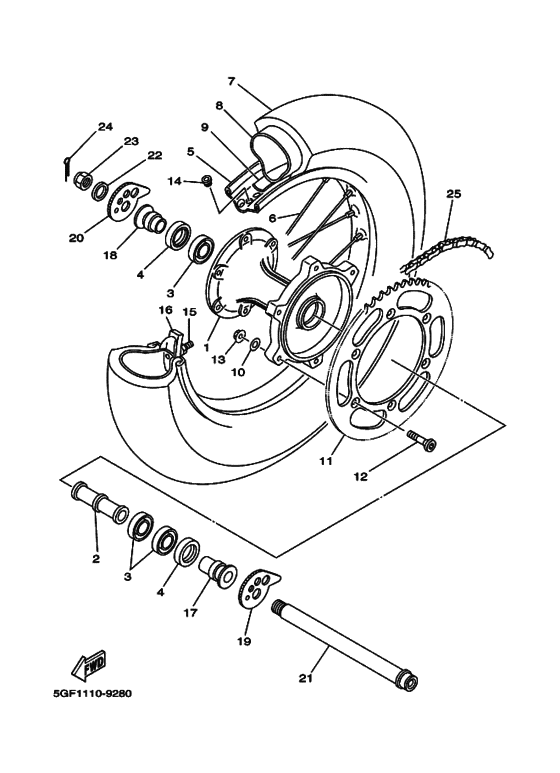 Rear wheel complete assy