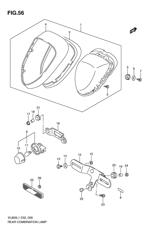 VL800 Задний комбинированный сигнал