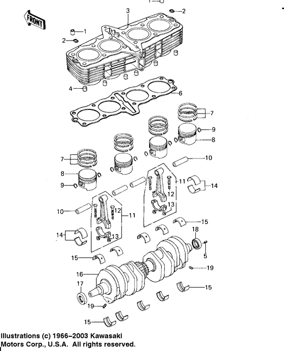 Cylinder/pistons/crankshaft