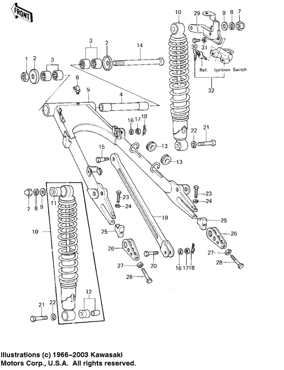 Swing arm/shock absorbers